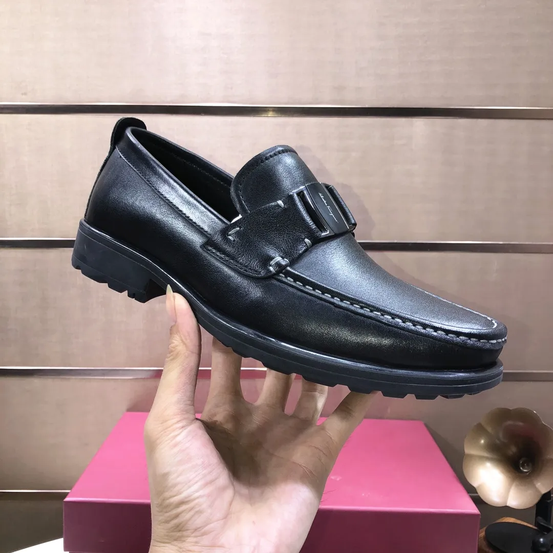 Men's shoes 💰500💰[Ferragamo/Ferragamo] The latest model in the counter. Original imported cowhide fabric + 🐂 water-dyed sheepskin lining + original luxury metal buckle + original combined outsole. Comparison without pressure 38--45 (45 is custom-made and cannot be returned or exchanged)